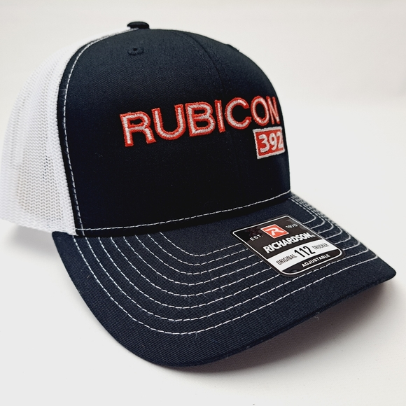 Rubicon 392 Richardson 112 Trucker Mesh Snapback Hat Cap Black & White - Picture 2 of 4